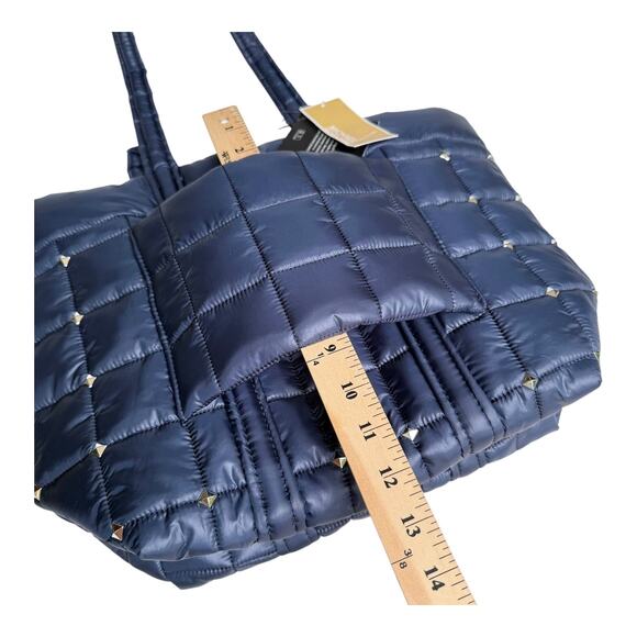 NEW Michael Kors Blue TOTE BAG HANDBAG Stirling Recycled Studded Purse 17x12 NWT - Picture 7 of 13